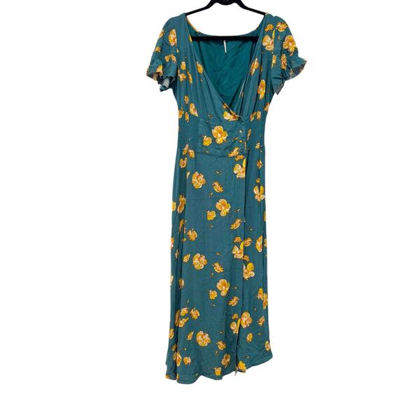 Free People Floral Printed So Sweetly Wrap Dress Juniper Combo Size Small - Picture 7 of 13